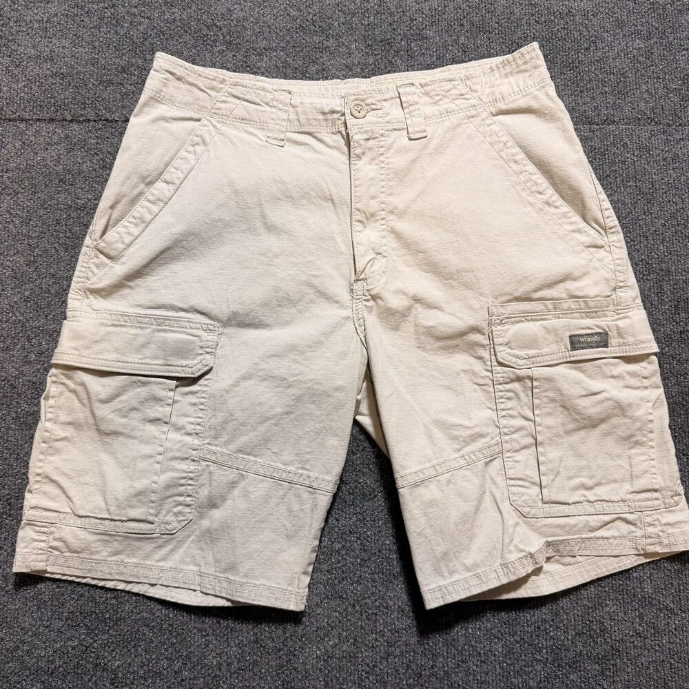 Wrangler Shorts Mens 32 Beige Relaxed Fit Cargo Stretch Pockets Casual Summer